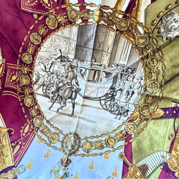 Napoleon Hermès Scarf BY PHILIPPE LEDOUX 90 CM Silk Bee Jacquard MIB - Picture 4 of 13